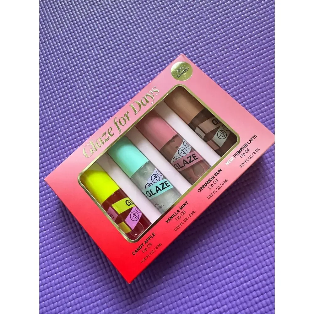New Glaze for Days Lip Oil Set Limited Edition 4 pcs Candy Apple, Vanilla Mint